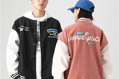 Autumn new stitching contrast embroidery couple varsity jacket (3)