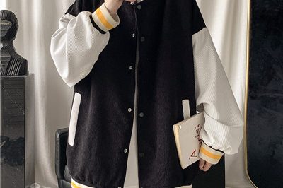 Corduroy autumn contrast color varsity jacket (2)