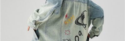 European and American street gradient denim jacket (2)