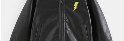 Faux leather varsity jacket with flash tiger patches (4)