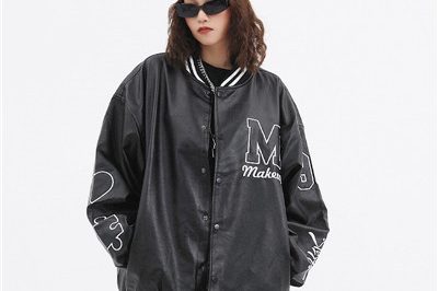 Good price punk style oversize PU leather varsity jacket (1)