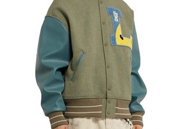 High quality plain leather sleeve patch letterman jacket (2)