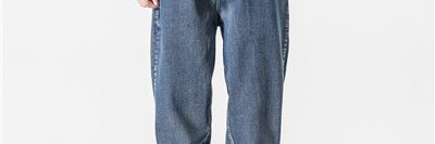 High quality washed distressed straight-leg jeans (3)