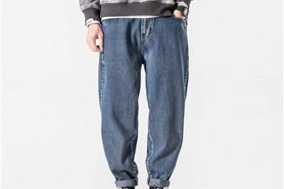 High quality washed distressed straight-leg jeans (3)