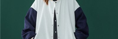 Ladies loose simple color baseball uniform jacket (2)