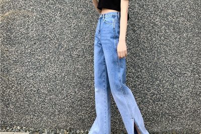 Ladies top quality slit micro flared jeans (2)