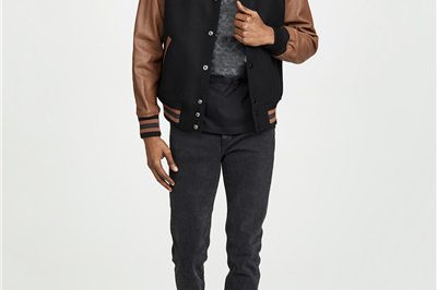 Leather sleeve black body varsity jacket hot sale (8)