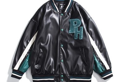 Letter embroidered leather varsity jacket for sale (3)