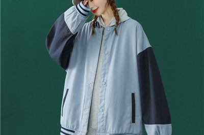 Loose denim patchwork trendy varsity jacket hot sale (3)