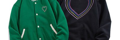 Love print simple loose casual varsity jacket (2)