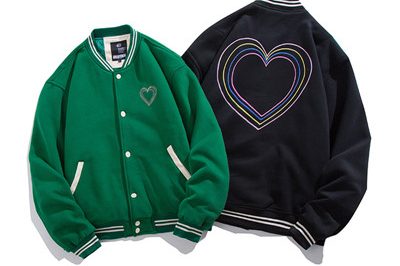 Love print simple loose casual varsity jacket (2)