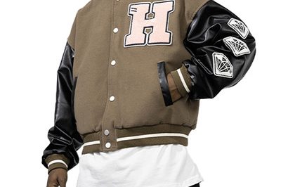 Men’s classic vintage leather sleeves varsity jacket (5)