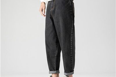 Men’s new simple washed distressed loose jeans (4)