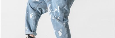 Men’s spring trend personality straight-leg jeans (1)