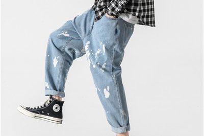 Men’s spring trend personality straight-leg jeans (1)