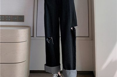 New style women’s denim wide-leg pants with holes (4)