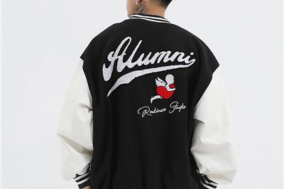 PU leather sleeves love angel varsity jacket for sale (6)