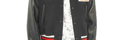 Patch embroidery leather sleeve cropped varsities jacket (4)