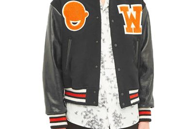 Patch embroidery leather sleeve cropped varsities jacket (4)