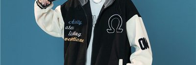 Patched embroidered loose hooded varsity jacket (5)