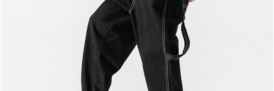 Retro fluttering wide loose straight-leg black jeans (2)