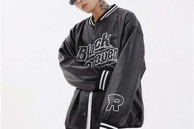 Retro oversize PU leather baseball jacket (6)