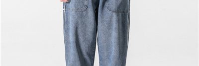 Retro simple all-match solid color cropped jeans (4)