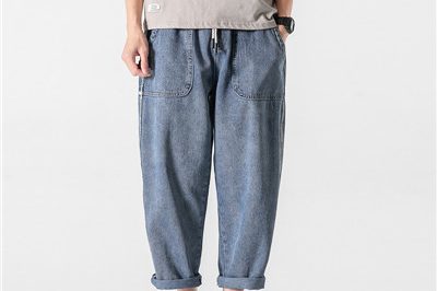 Retro simple all-match solid color cropped jeans (4)