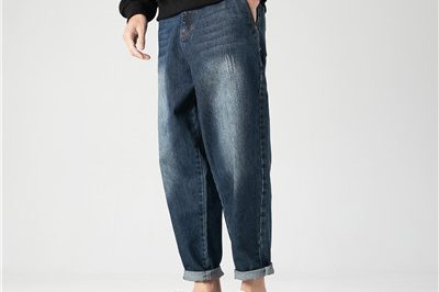 Retro simple all-match spring solid color jeans (1)