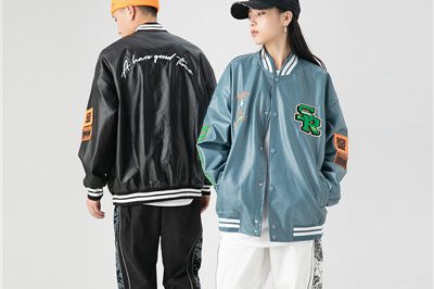 Stitching pu leather varsity jacket wholesale (5)