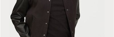 Top quality leather sleeve black body varsity jacket (4)