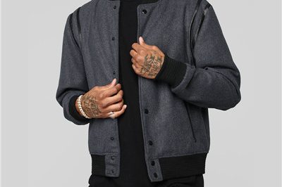 Truckers black short varsity jacket for men (3)