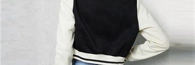 Women’s stylish color contrast patched crop varsity bomber jacket (3)