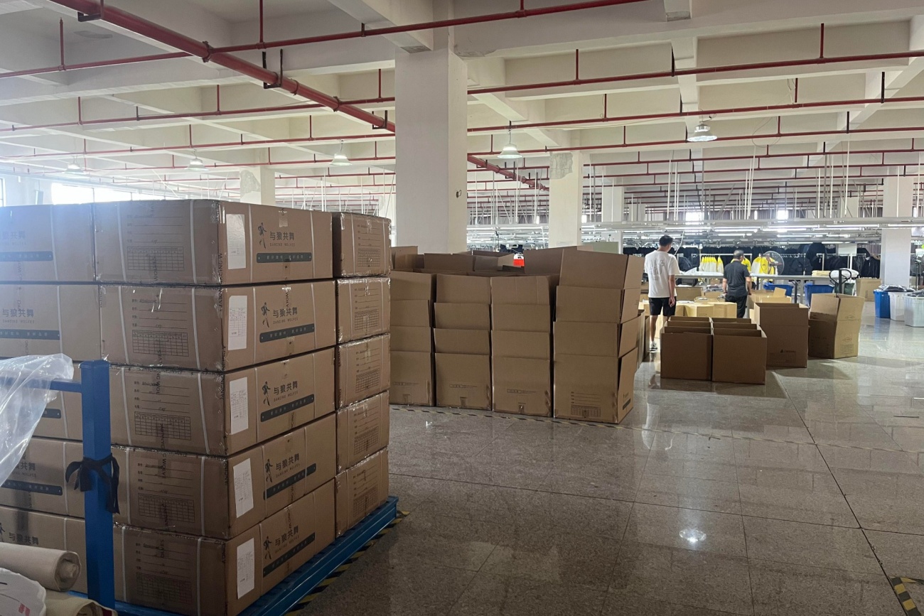 Varsity Jacket Export Carton Packing Area