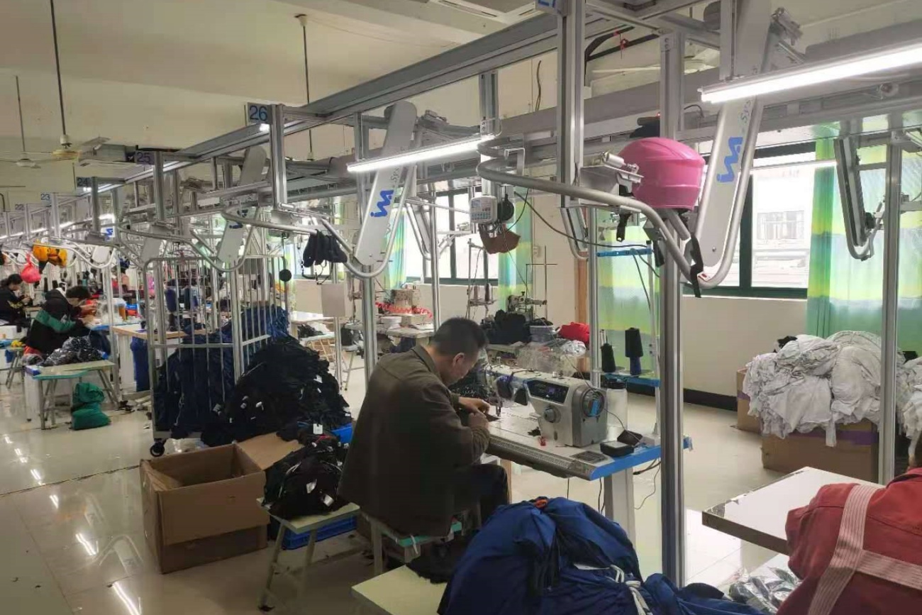 Varsity Jacket Sewing Line with Hanging System